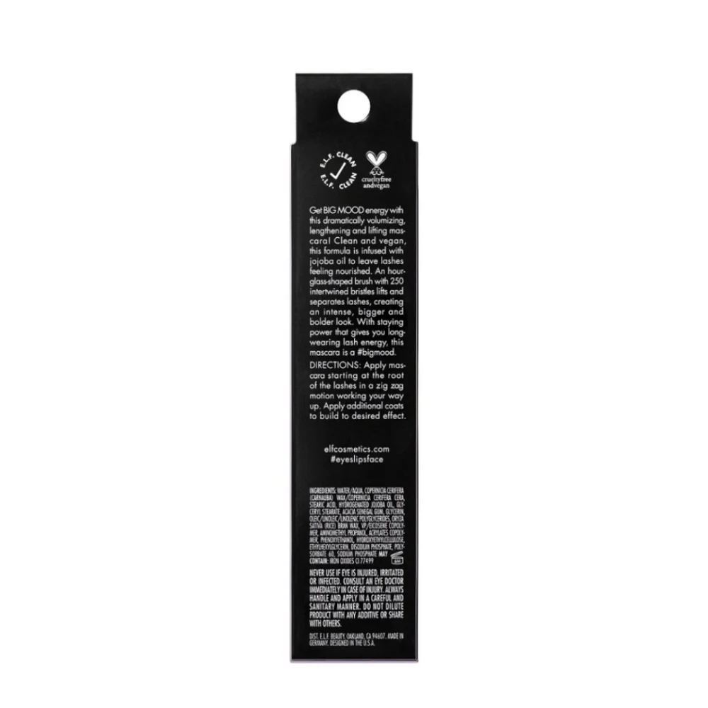 e.l.f Big Mood Mascara Mega Volume & Lifting Mascara Pitch Black 0.3 fl Oz